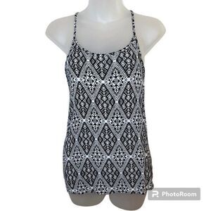 Mudd Black and White Geo Pattern Tank Top Size Small